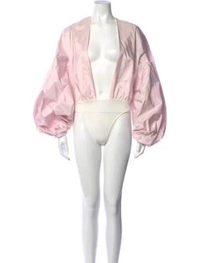 Pre-owned Alaïa Silk Plunge Neckline Bodysuit W/ Tags In Pink