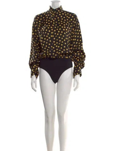 Pre-owned Alaïa Silk Polka Dot Print Bodysuit In Multi
