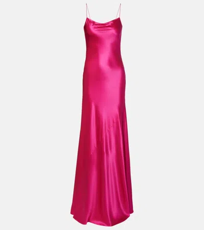 Alaïa Silk Satin Gown In Pink