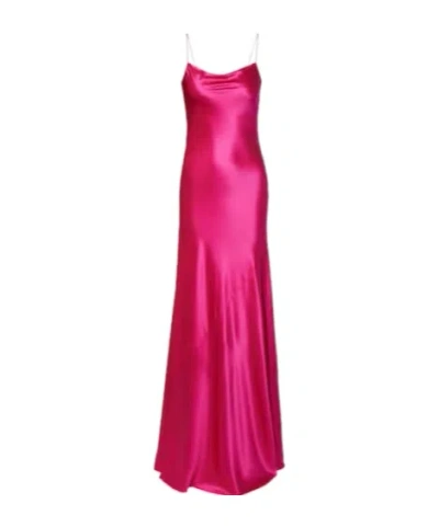 Alaïa Womens Rose Vif Flared Silk Slip Dress In Pink