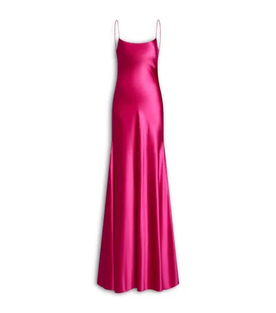 Alaïa Silk Slip Maxi Dress In Pink