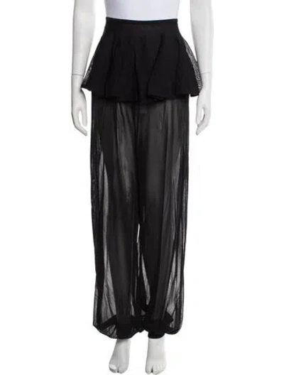 Pre-owned Alaïa Silk Wide Leg Pants W/ Tags In Black