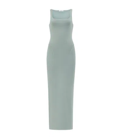 Alaïa Sleeveless Silk Bodycon Midi Dress In Blue