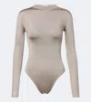 Alaïa Silk-blend Bodysuit In Silver