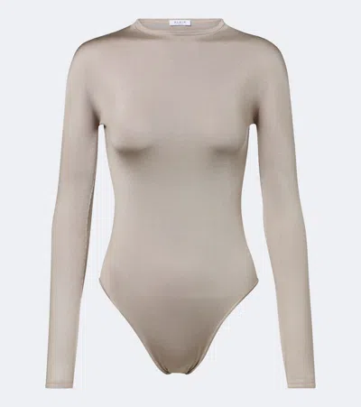 Alaïa Silk-blend Bodysuit In Silver