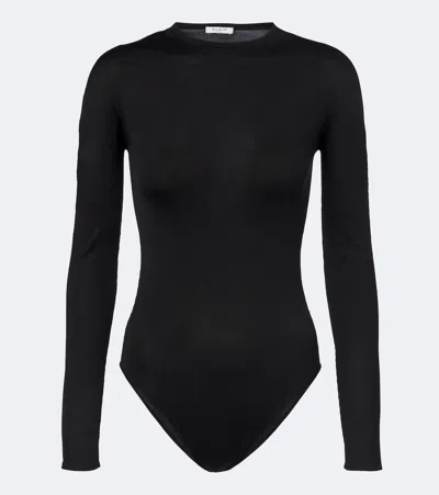 Alaïa Silk-blend Jersey Bodysuit In Black