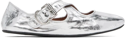 Alaïa Silver Criss Cross Ballerina Flats In 210 - Argent