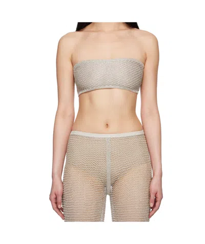 Alaïa Silver Mesh Knit Bra Top In 210 - Argent