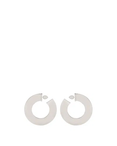 Alaïa Silver Small Blade Hoop Earrings In Metallic