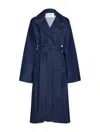 Alaïa Denim Trench Coat With Belt In Blue