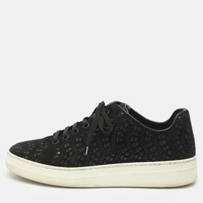 Pre-owned Alaïa Size 37 Black Laser Cut Suede Low Top Sneakers