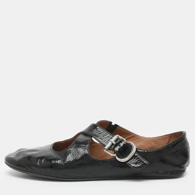 Pre-owned Alaïa Size 38 Black Leather Criss Cross Ballet Flats