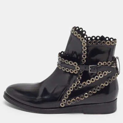Pre-owned Alaïa Size 38 Black Patent Leather Ankle Length Boots