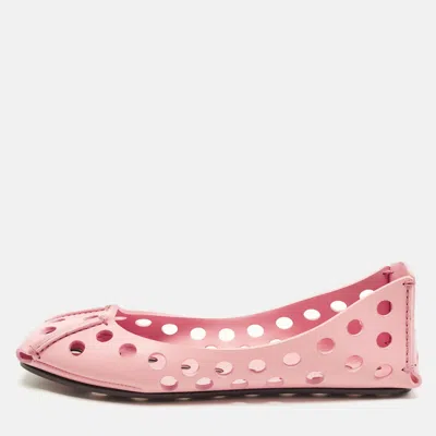 Pre-owned Alaïa Size 38 Pink Leather Cut Out Ballet Flats