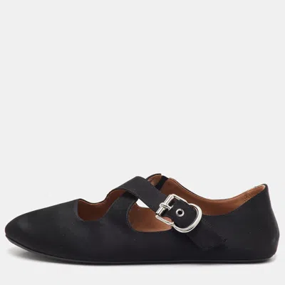 Pre-owned Alaïa Size 39 Black Satin Criss Cross Ballet Flats