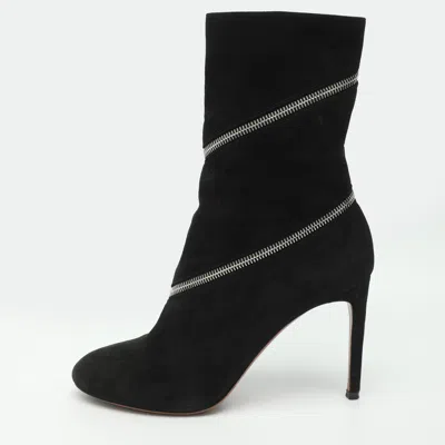 Pre-owned Alaïa Size 39 Black Suede Zip Mid Calf Boots