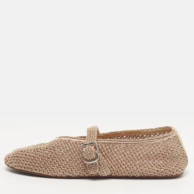 Pre-owned Alaïa Size 40 Gold Leather And Metallic Mesh Ballet Flats