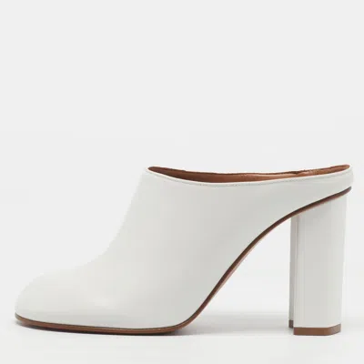 Pre-owned Alaïa Size 40 White Leather Block Heel Mules