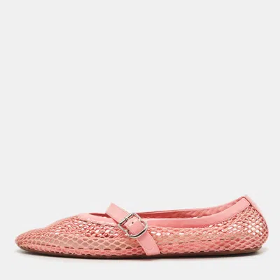 Pre-owned Alaïa Size 40.5 Pink Mesh And Patent Leather Ballet Flats