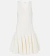 Alaïa Flared Skater Mini Dress With Lace Detail In White