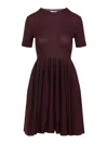 Alaïa Womens Aubergine Skater Flared Wool Mini Dress In Purple