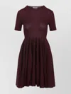 Alaïa Alaia Flared Dress With Short Sleeves In Burgundy
