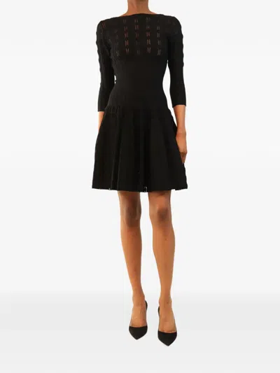 Pre-owned Alaïa Skater Mini Dress In Black