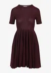 Alaïa Alaia Flared Dress With Short Sleeves In Burgundy