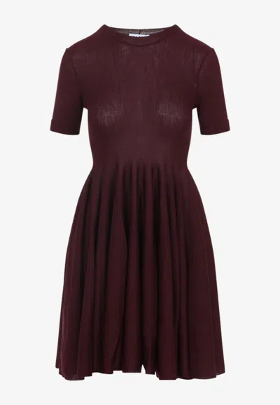 Alaïa Skater Dress With Flared Skirt And Short Sleeves In Red