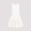 Alaïa Flared Skater Mini Dress With Lace Detail In White
