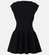 Alaïa Womens Skater Pleated Knitted Mini Dress Noir Alaia In Black