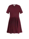 Alaïa Womens Aubergine Skater Flared Wool Mini Dress