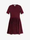 Alaïa Alaia Flared Dress With Short Sleeves In Burgundy
