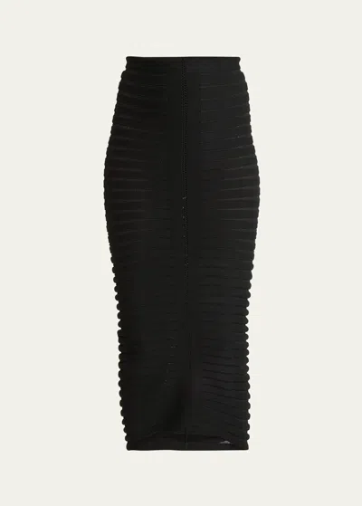 Alaïa Skeleton Pencil Midi Skirt In Black