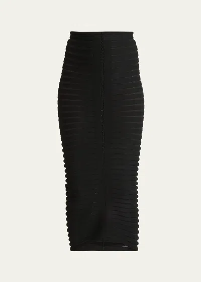 Alaïa Skeleton Pencil Midi Skirt In Noir Alaia