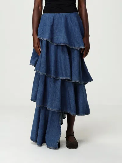 ALAÏA SKIRT ALAÏA WOMAN COLOR BLUE,H22642009