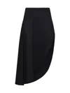 Alaïa Asymmetric Merino Wool Maxi Skirt In Noir Alaia
