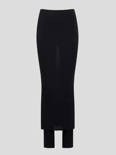 Alaïa Fluid Trousers Skirt In Noir Alaia