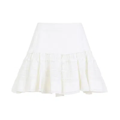 Alaïa Ruffle Skirt Flared Silhouette Lace Tiers In White