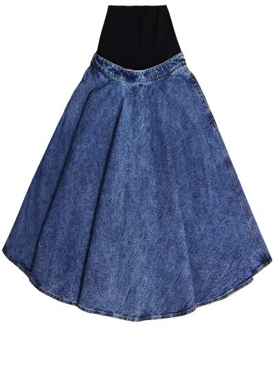 Alaïa Skirt With Knit Band In Blue,black