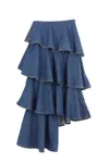 Alaïa Alaia Women Spiral Skirt In Denim In Blue
