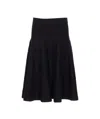 Alaïa Midi Flared Knit Skirt High Waist In Black