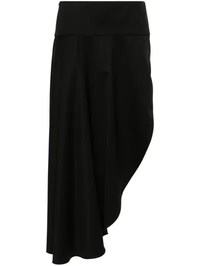 Alaïa Wool Asymmetric Skirt In Black