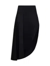 Alaïa Asymmetric Merino Wool Maxi Skirt In Black