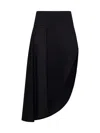 Alaïa Asymmetric Merino Wool Maxi Skirt In Black