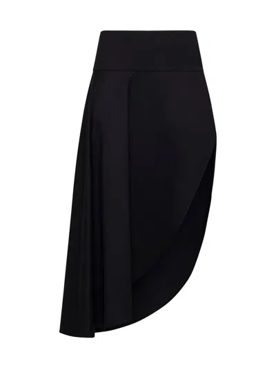 Alaïa Asymmetric Merino Wool Maxi Skirt In Black