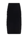 Alaïa Cutout Knitted Midi Skirt In Noir Alaia