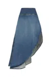 Alaïa Women Blue Denim Asymmetric Midi Skirt In Vintage Blue