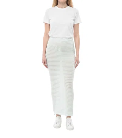 Alaïa Sky Blue Perforated Midi Skirt In White