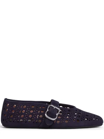 Alaïa Alaia Sleek Ballerina Flats With Buckled Strap In Purple